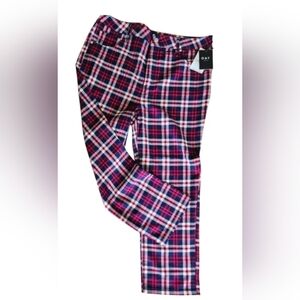 NWT Oat New York High Rise Straight Leg Crop Plaid Pants